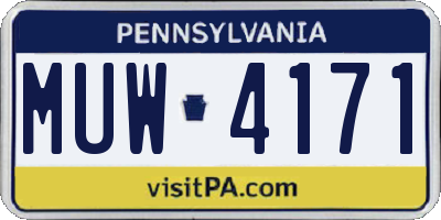 PA license plate MUW4171
