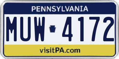 PA license plate MUW4172