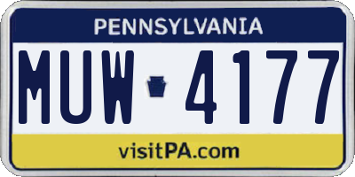 PA license plate MUW4177