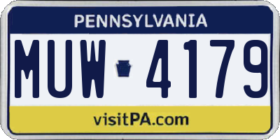 PA license plate MUW4179