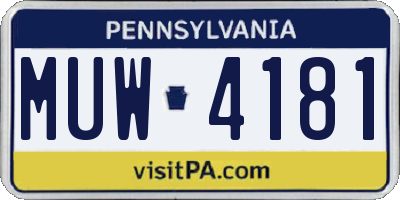 PA license plate MUW4181