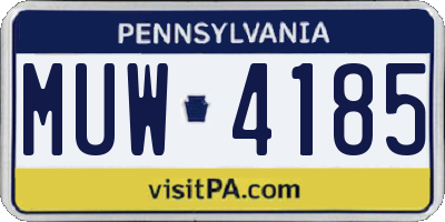 PA license plate MUW4185