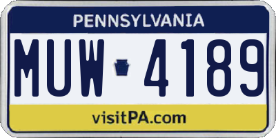 PA license plate MUW4189