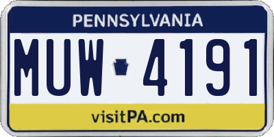PA license plate MUW4191