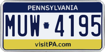 PA license plate MUW4195