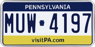 PA license plate MUW4197