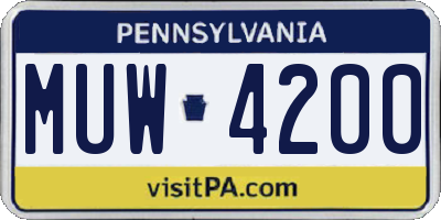 PA license plate MUW4200