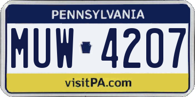 PA license plate MUW4207