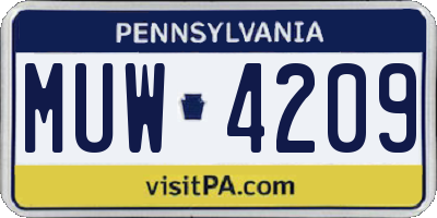 PA license plate MUW4209