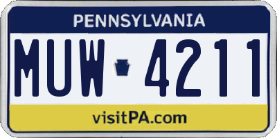 PA license plate MUW4211