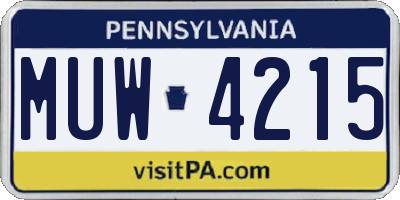 PA license plate MUW4215