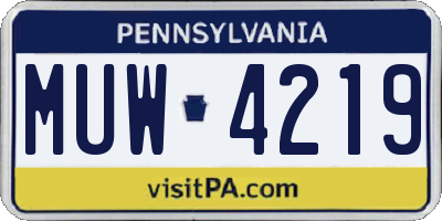 PA license plate MUW4219