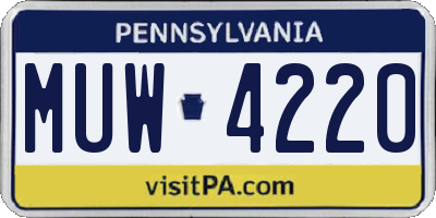 PA license plate MUW4220