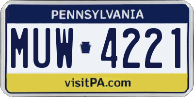 PA license plate MUW4221