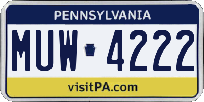 PA license plate MUW4222