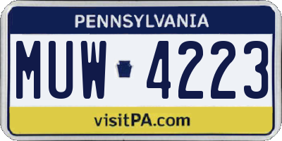 PA license plate MUW4223