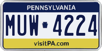 PA license plate MUW4224