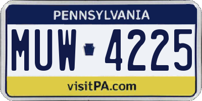 PA license plate MUW4225