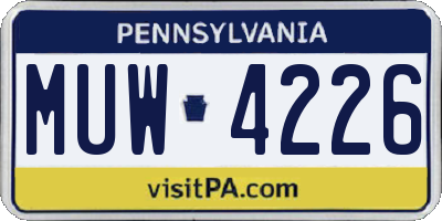 PA license plate MUW4226