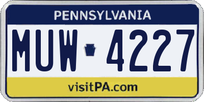 PA license plate MUW4227