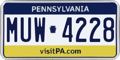 PA license plate MUW4228
