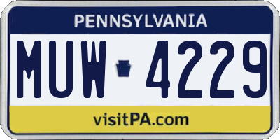 PA license plate MUW4229