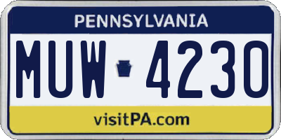 PA license plate MUW4230