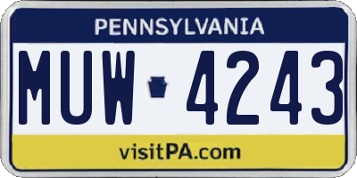 PA license plate MUW4243