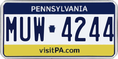 PA license plate MUW4244