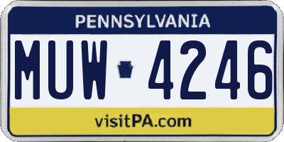 PA license plate MUW4246
