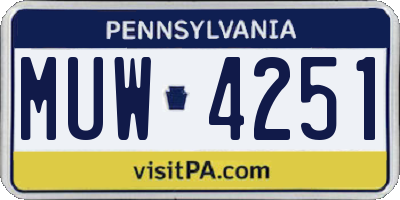 PA license plate MUW4251