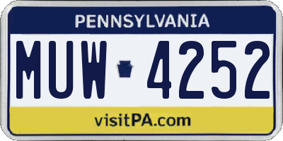 PA license plate MUW4252