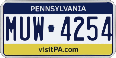 PA license plate MUW4254