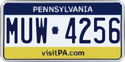 PA license plate MUW4256