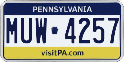 PA license plate MUW4257