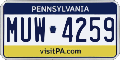 PA license plate MUW4259