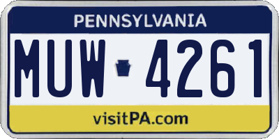 PA license plate MUW4261