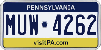 PA license plate MUW4262