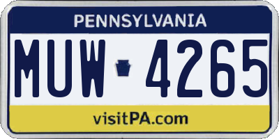 PA license plate MUW4265