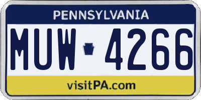 PA license plate MUW4266