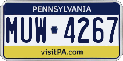 PA license plate MUW4267