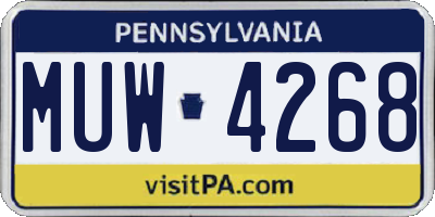 PA license plate MUW4268