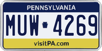 PA license plate MUW4269