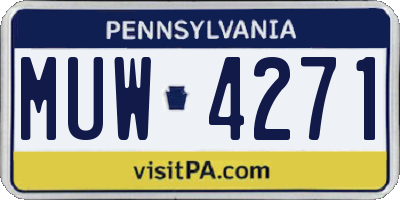 PA license plate MUW4271