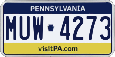 PA license plate MUW4273