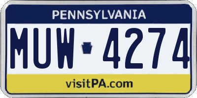 PA license plate MUW4274