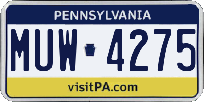 PA license plate MUW4275
