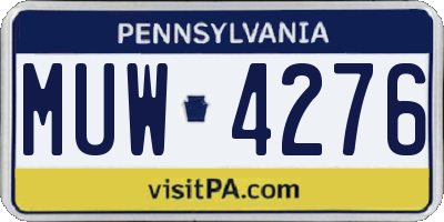 PA license plate MUW4276