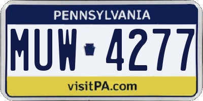 PA license plate MUW4277