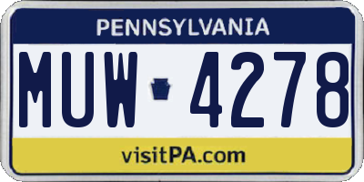 PA license plate MUW4278